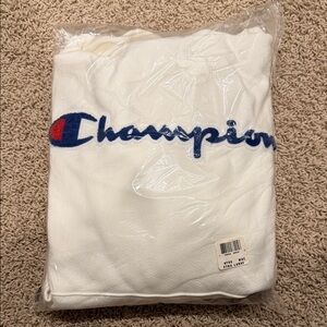 Champion White Pullover with Blue and Red Logo